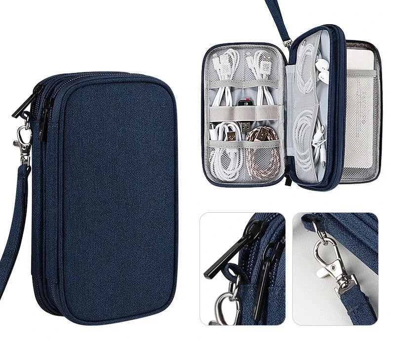Travel Cable Organizer Bag – Waterproof Double-Layer Tech Case