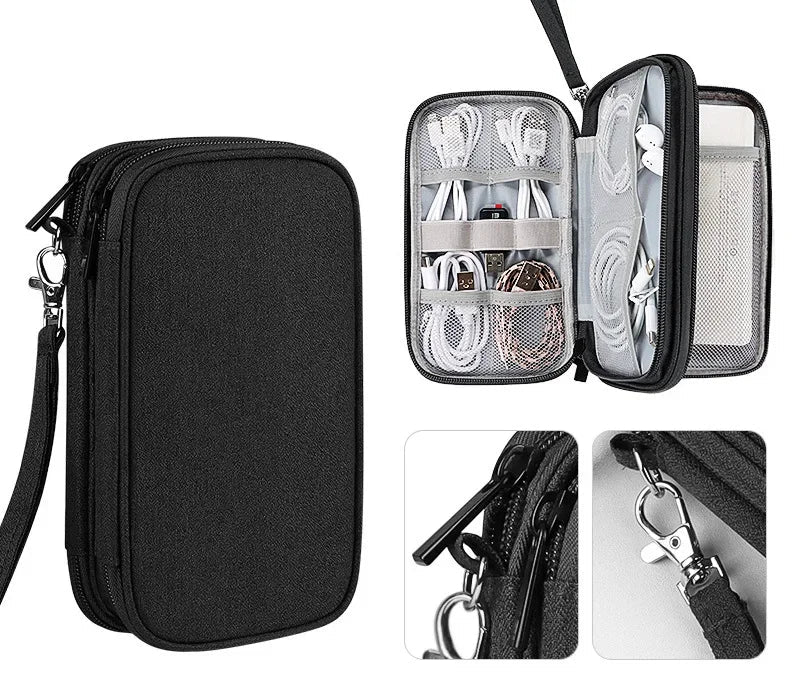 Travel Cable Organizer Bag – Waterproof Double-Layer Tech Case