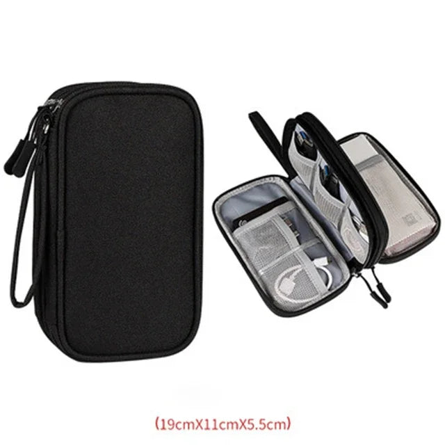 Travel Cable Organizer Bag – Waterproof Double-Layer Tech Case