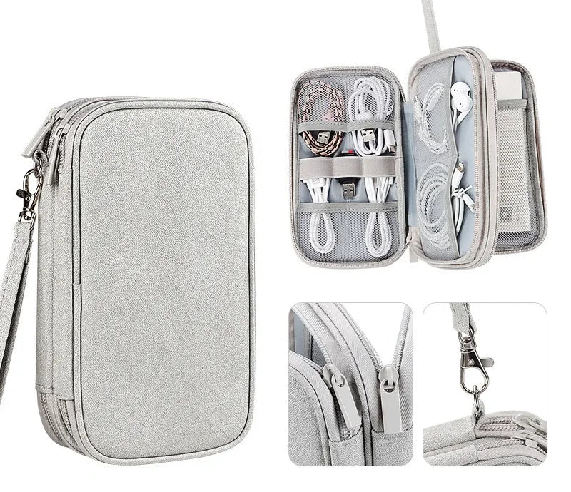 Travel Cable Organizer Bag – Waterproof Double-Layer Tech Case