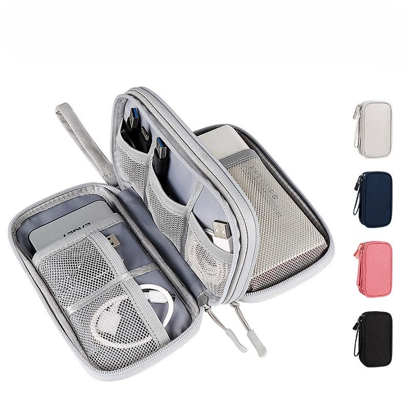 Travel Cable Organizer Bag – Waterproof Double-Layer Tech Case