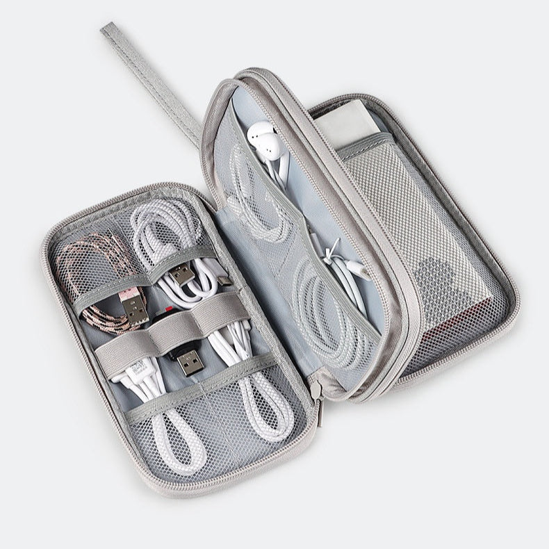 Travel Cable Organizer Bag – Waterproof Double-Layer Tech Case