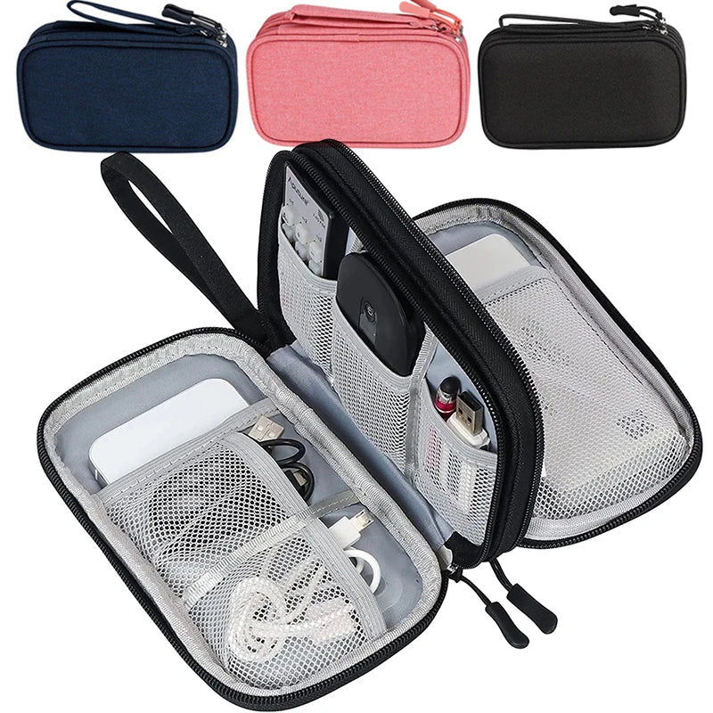 Travel Cable Organizer Bag – Waterproof Double-Layer Tech Case